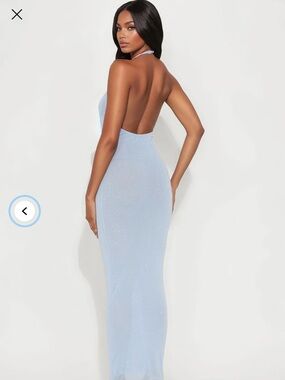 Fashion Nova In The Stars Halter Maxi Dress - Light Blue